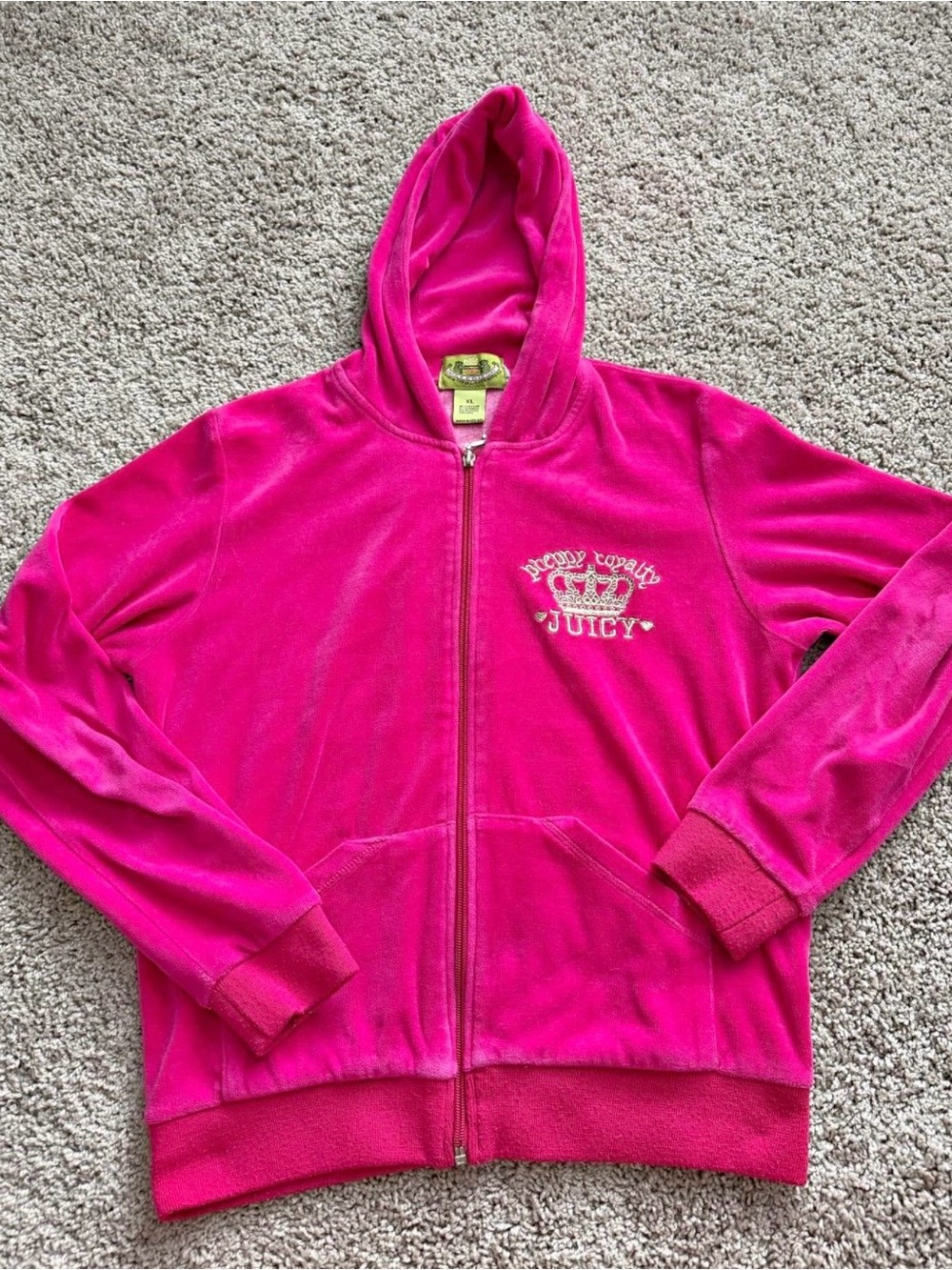 Authentic Juicy Couture Y2K Velour Sweater — Kids XL, Fits Women S/M